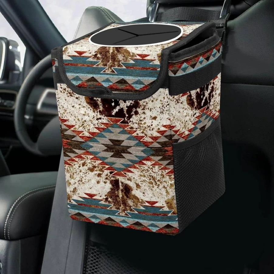 GACTIVITY Collapsible Waterproof Car Trash Can with Lid - Reusable Automotive Garbage Bin, Sea Turtle Design Car Organizer for Vehicle Storage