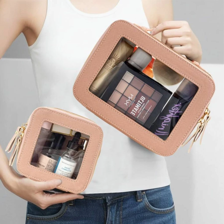 FFpaw Clear TSA Approved Makeup Bag - Small Travel Toiletry Organizer for Cosmetics, Essentials, Women & Men, Waterproof Pouch