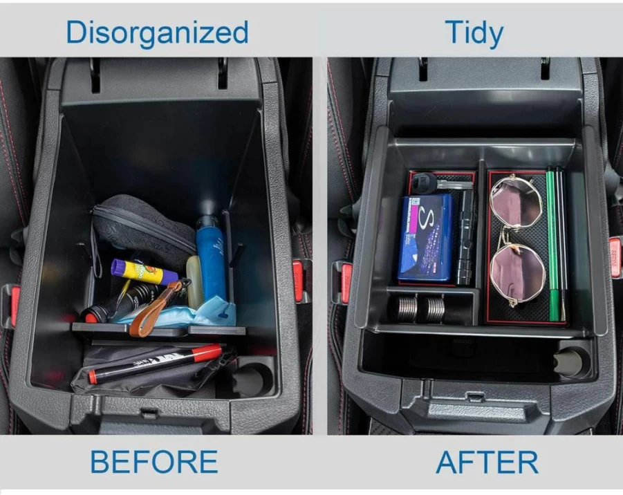 JDMcar ABS Black Center Console Organizer Tray for Toyota 4Runner (2010-2024) & Kia Telluride (2020-2024) - Armrest Storage Box Insert