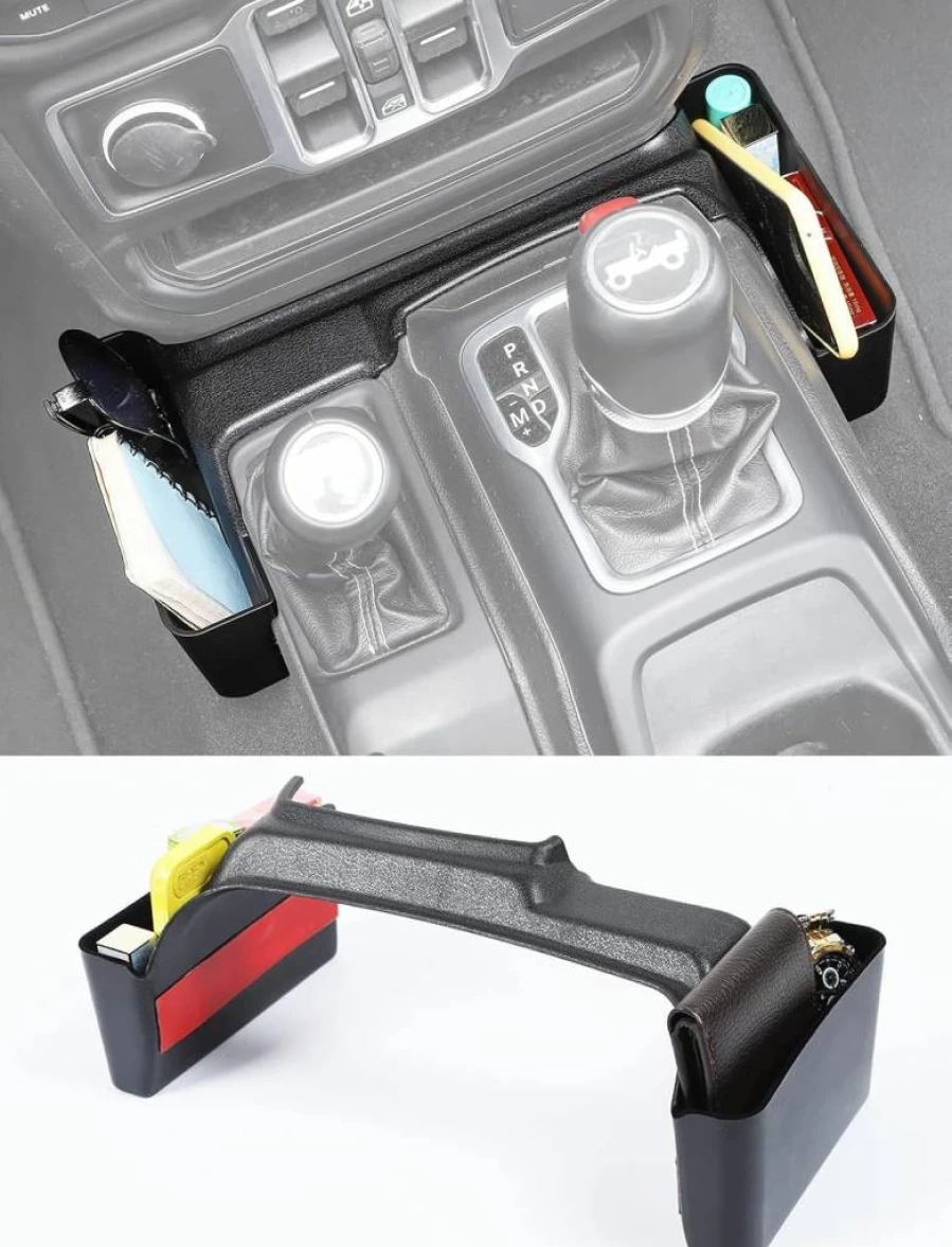 Savadicar GT-2 Center Console Organizer - Black Gear Shift Side Tray Storage Box Compatible with 2018-2025 Jeep Wrangler JL JLU 4XE & Gladiator JT Interior Accessories