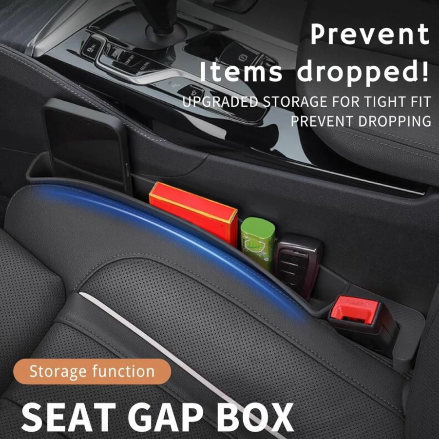 Tmengdao 2Pack Black Car Seat Gap Filler Organizer with USB Slot - Universal Storage for Phones, Keys, Coins - Anti-Drop Design Fits Most Vehicles