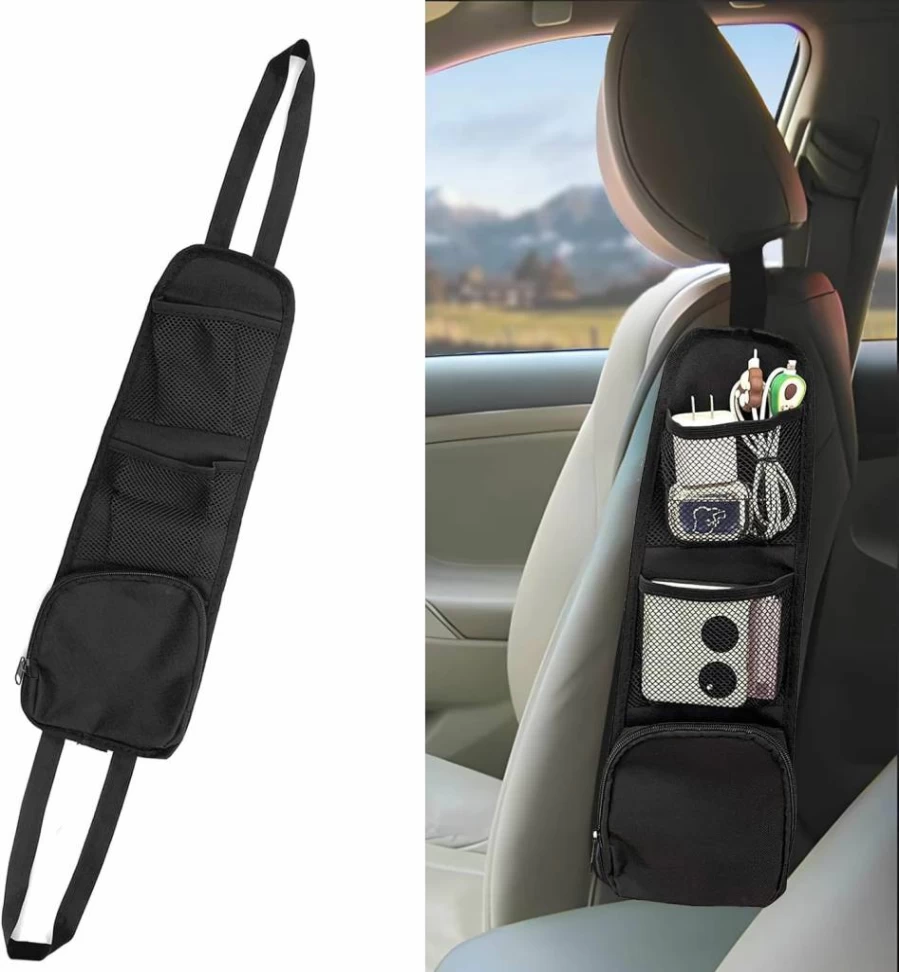 QUICTO 2Pcs Car Seat Organizer with Multi-Pocket Storage, Mesh Hanging Bag for Phone, Wallet, Glasses - Universal Fit for Cars, SUVs, Trucks