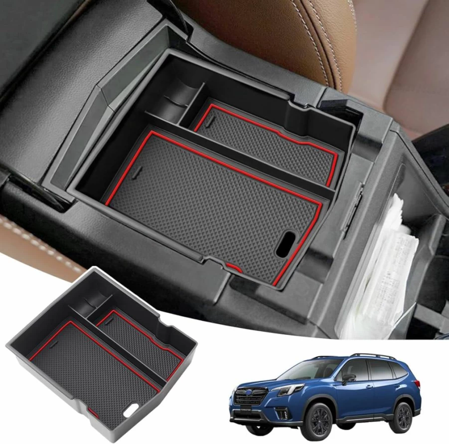 JKCOVER Upgraded Center Console Organizer Tray for Subaru Forester 2020-2024 | Armrest Storage Box Accessory | Easy Install & Removal