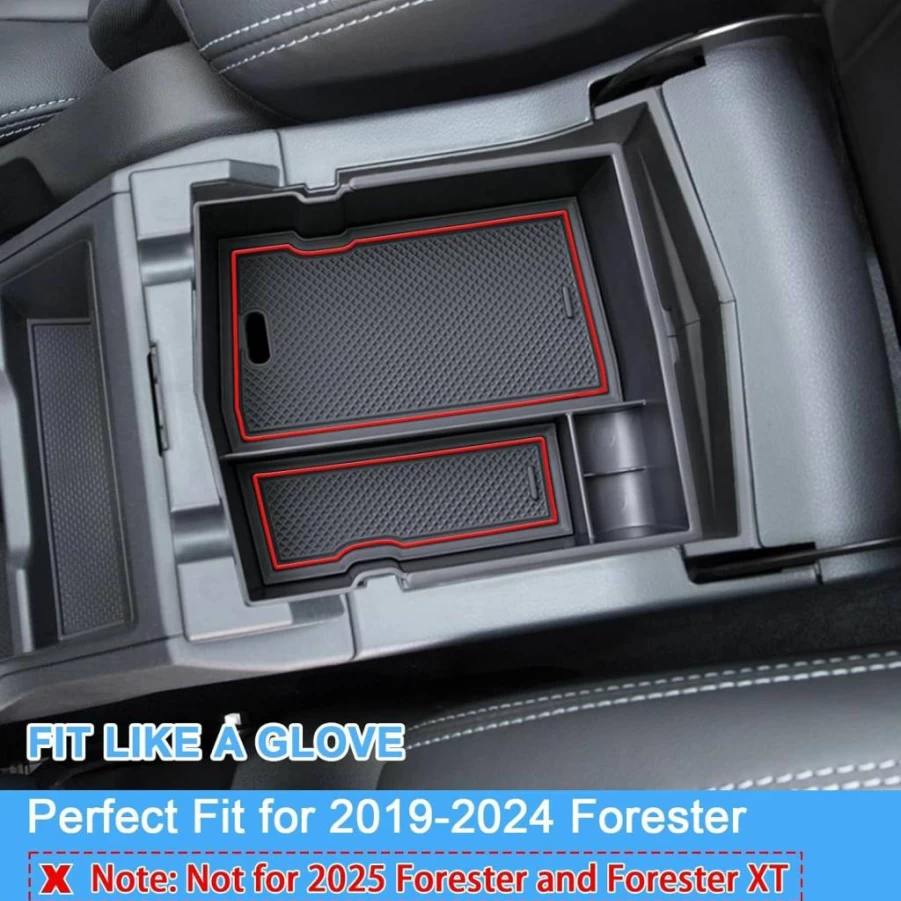 JKCOVER Upgraded Center Console Organizer Tray for Subaru Forester 2020-2024 | Armrest Storage Box Accessory | Easy Install & Removal