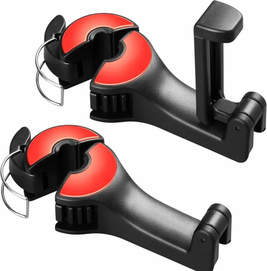 Jupswan 2-in-1 Car Seat Hook for Purses, Bags & Phone Holder - Universal Fit, Anti-Slip & Noise-Free Headrest Hanger Organizer