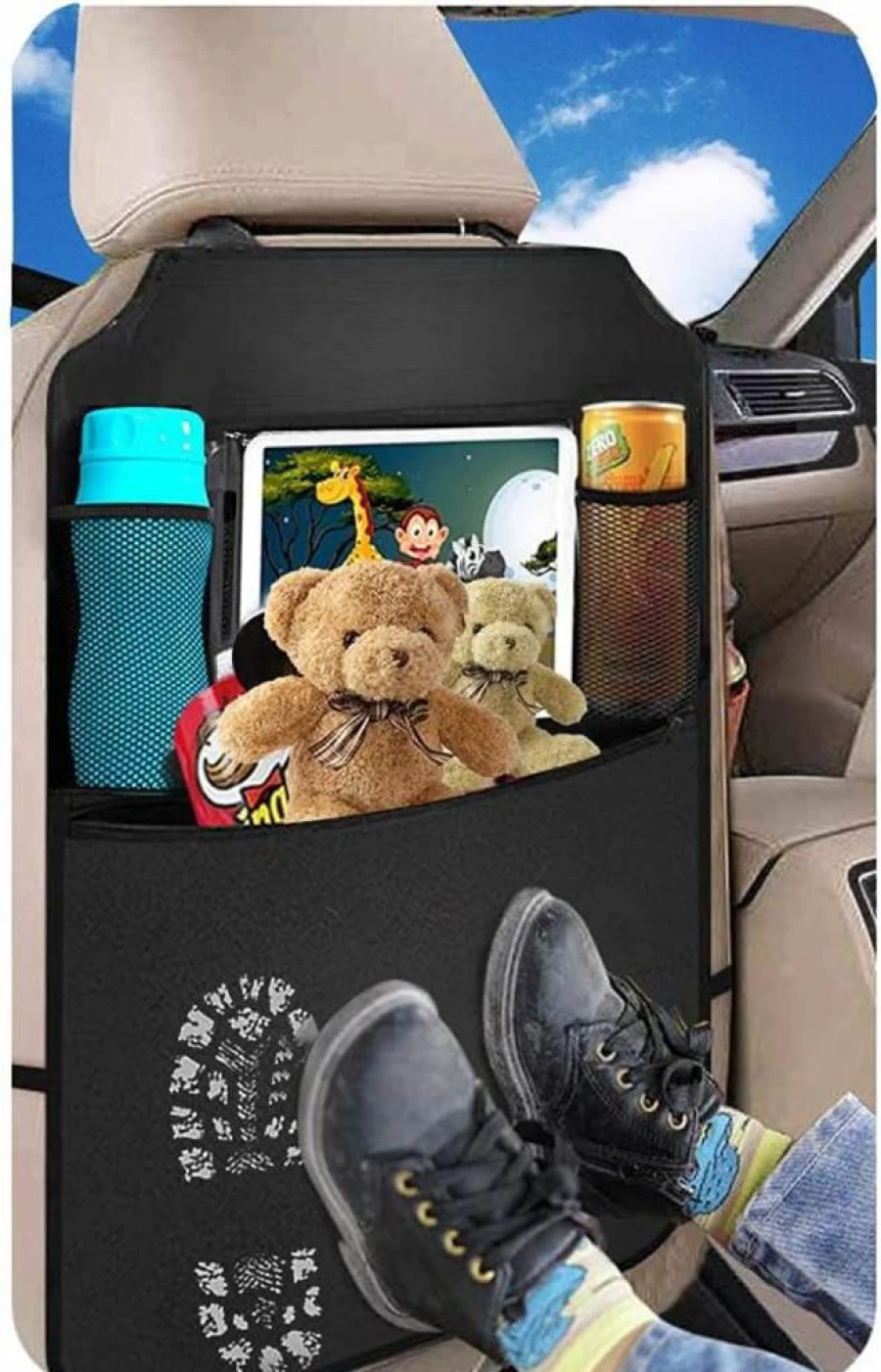 BLYPHOO 2 Pack Premium Backseat Organizer for Kids - Waterproof, Stain Resistant Car Seat Protector with Tablet Holder & Storage Pockets, Durable Kick Mats for Back Seat