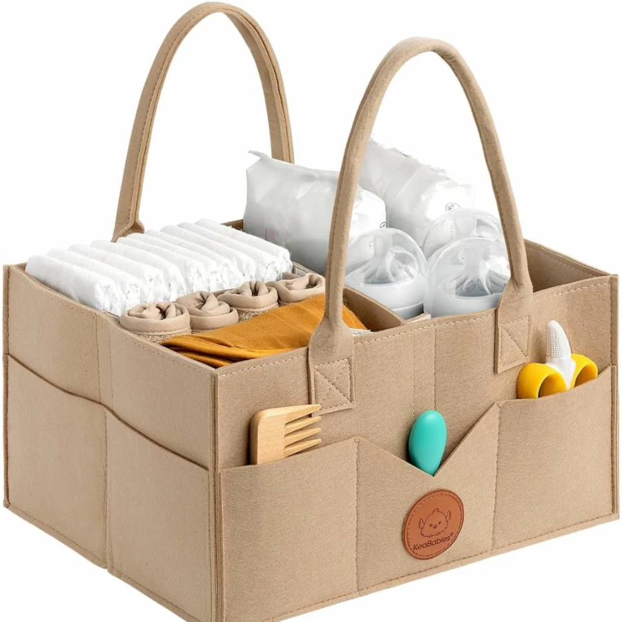 KeaBabies Portable Diaper Caddy Organizer - Nursery, Car & Changing Table Storage for Boys & Girls, Baby Gift Basket in Classic Gray
