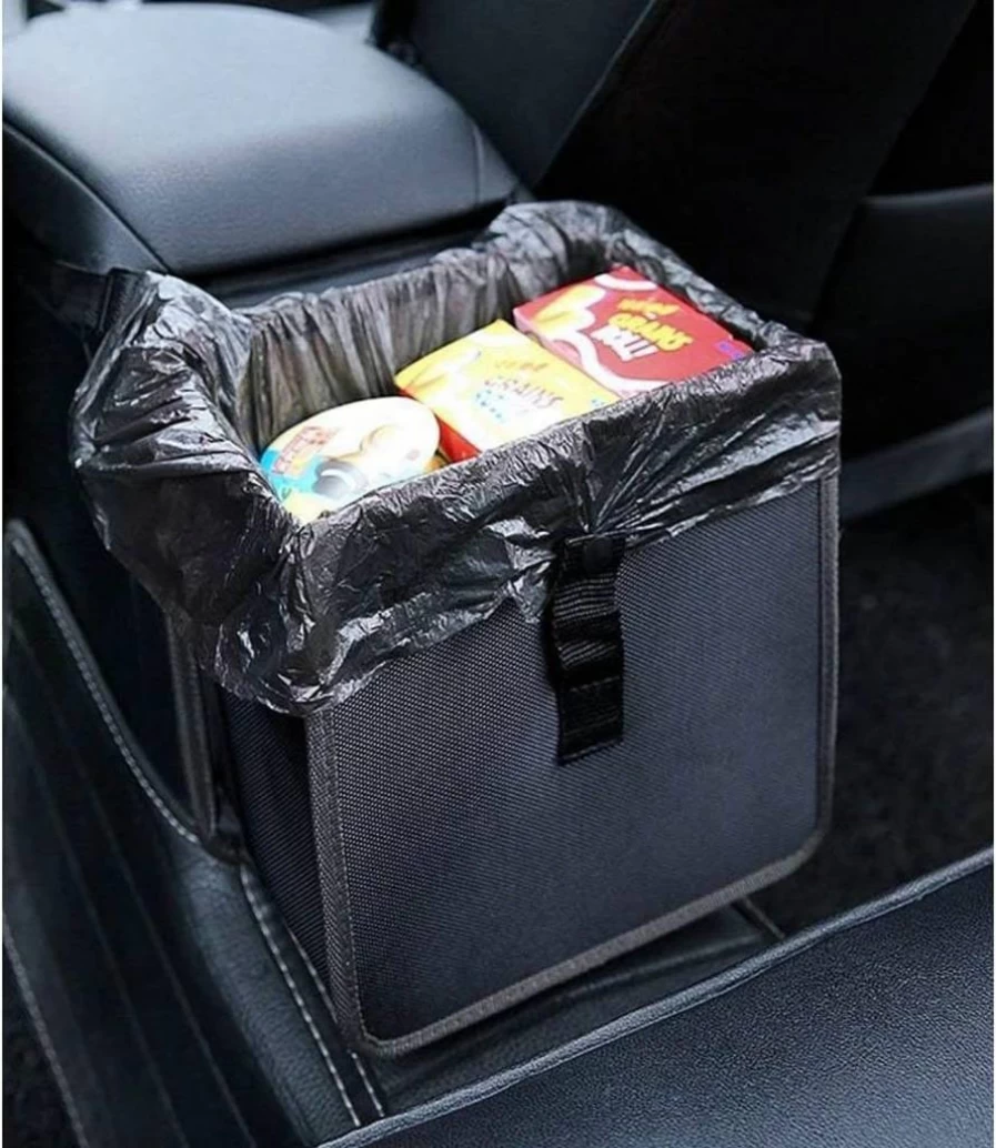 Power Tiger Foldable Car Trash Can - Waterproof Hanging Garbage Bag with Leakproof Design, Large Capacity Auto Storage Organizer for Cars, SUVs, Camping (Black)