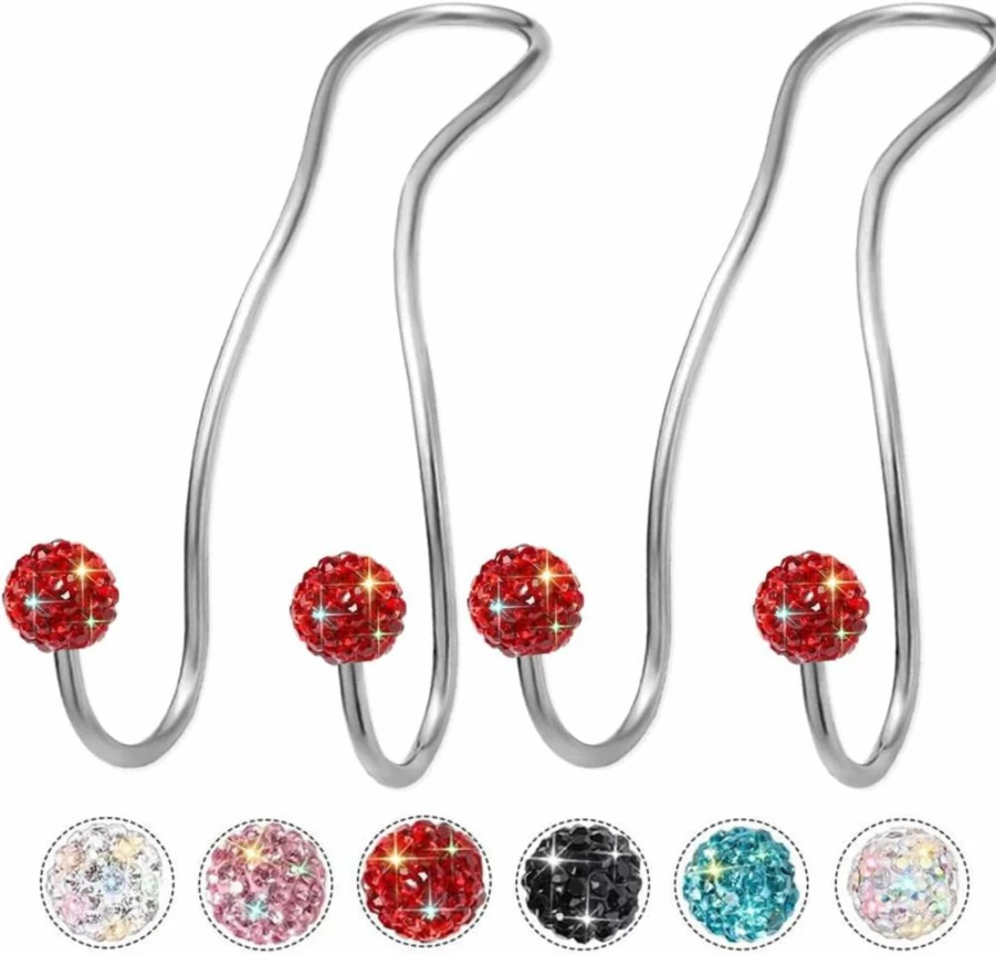 MTGOCHA Bling Car Seat Hook - 2 Pack Silver Purse Hanger for Women, Cute Headrest Bag Holder, Upgraded Car Accessories