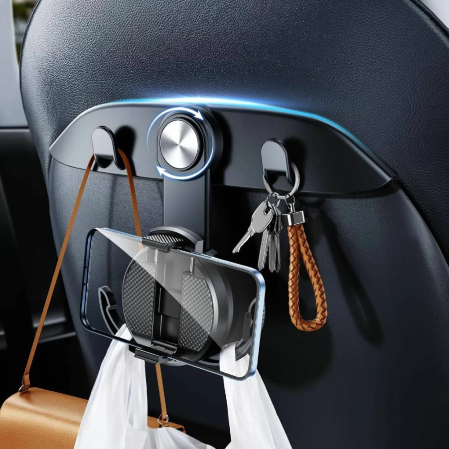 2 Pack DICMKY Car Seat Hooks for Tesla Model 3 & Y (2021-2025) - Heavy Duty Purse Hanger, Backpack Holder, Seat Back Organizer for Bags, Groceries & Accessories