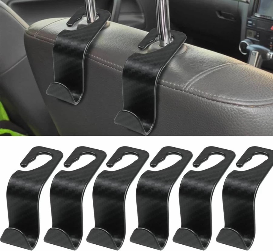 BFXM 6Pcs Magnetic Car Seat Hooks - Heavy Duty Headrest Hangers for Purses, Bags, Coats & Groceries, Universal Backseat Organizer for Women & Men
