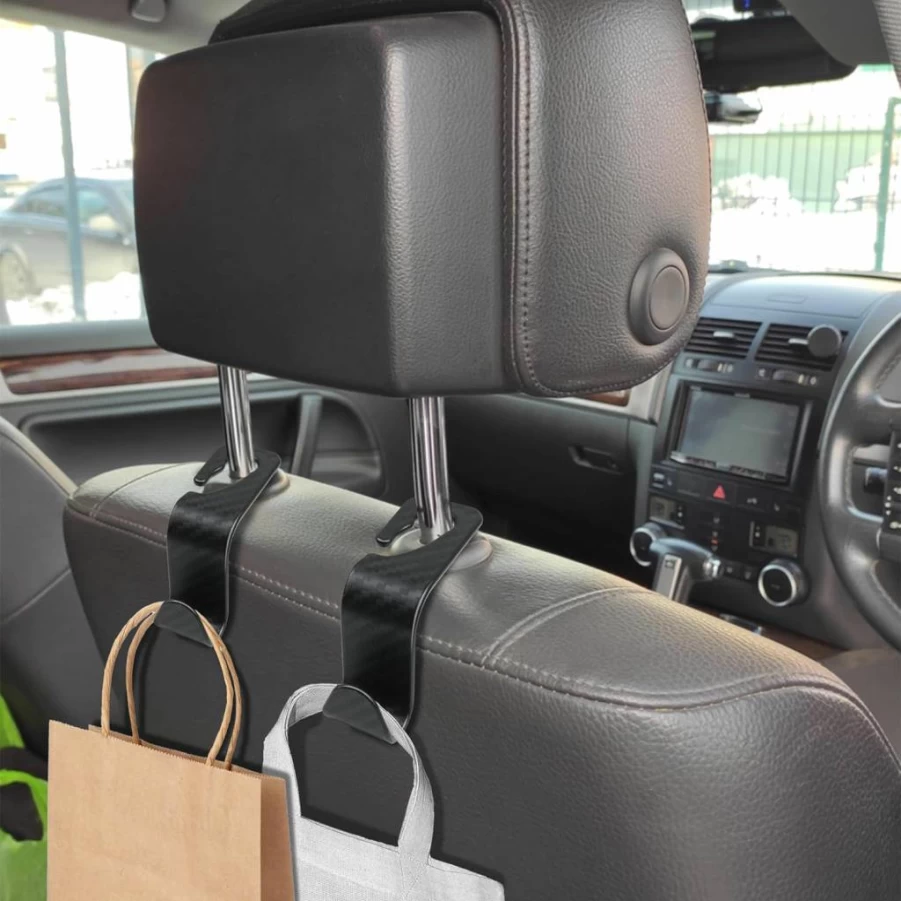 BFXM 6Pcs Magnetic Car Seat Hooks - Heavy Duty Headrest Hangers for Purses, Bags, Coats & Groceries, Universal Backseat Organizer for Women & Men