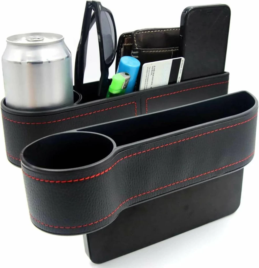 Gihunk 2-Pack Leather Car Seat Gap Filler – Multifunctional Storage Organizer for Front Seat Crevices Between Console & Seat