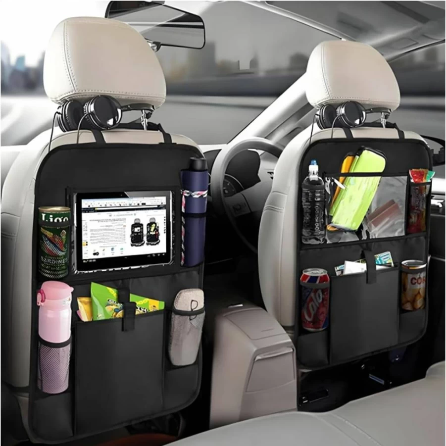Gasedin 2 Pack Heavy Duty Car Backseat Organizer with Tablet Holder, Waterproof Kick Mats & Large Storage Pockets for Kids, Toddlers - Back Seat Protector & Car Accessories
