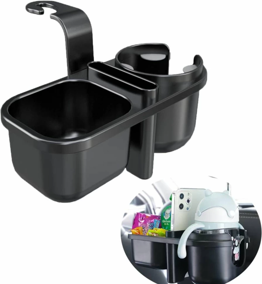WedFeir 3-in-1 Car Backseat Organizer with Cup Holders, Food Tray & Hooks for Kids Travel Accessories