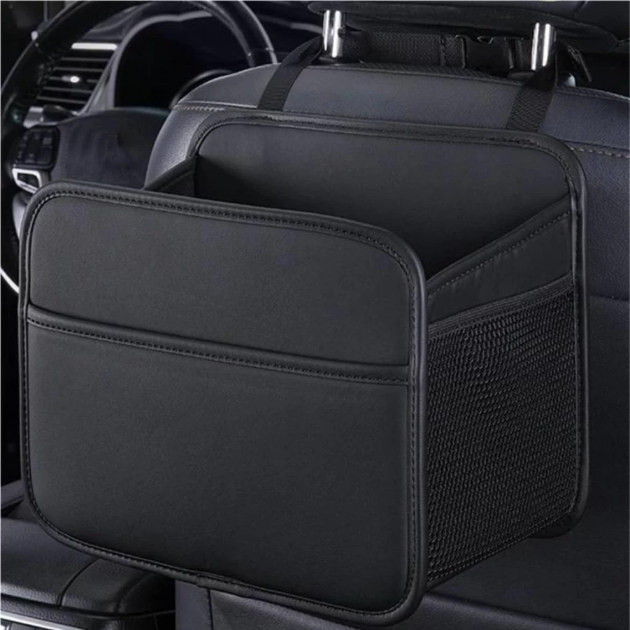 ZIBREJEJ Car Seat Organizer with Storage Pockets, Trash Bag & Tablet Holder - Gray Back Seat Organizer for Travel Accessories