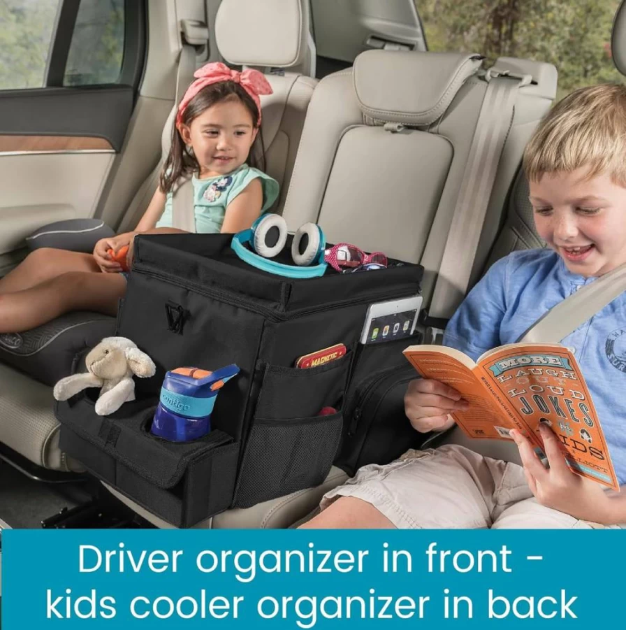 High Road Large Car Seat Organizer for Kids & Adults - Front or Back Seat Storage with Cup Holders, Side Pockets & Cooler Compartment