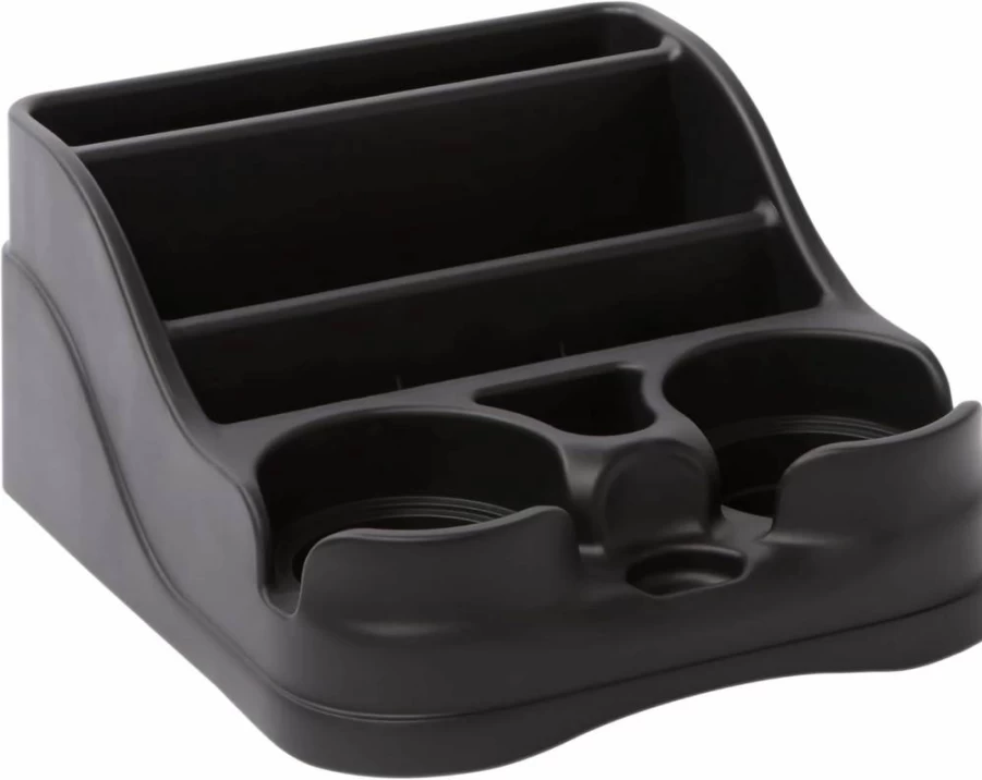 Moblorg Black Small Center Console Organizer for Cars - Recycled Plastic Cup Holder, Vehicle Storage for Trucks, SUVs, Minivans - Made in USA