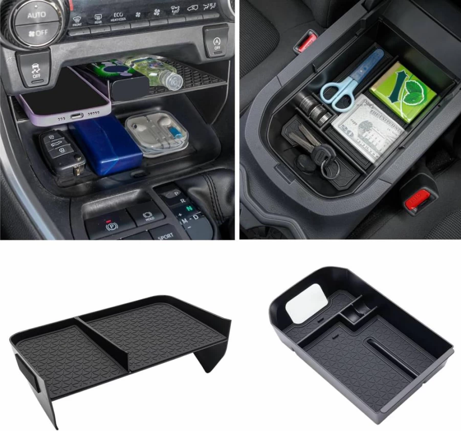 JDMcar Center Console Organizer for Toyota RAV4 2020-2025 Models - 2-Piece Storage Tray with Divider, Interior Accessories Upgrade