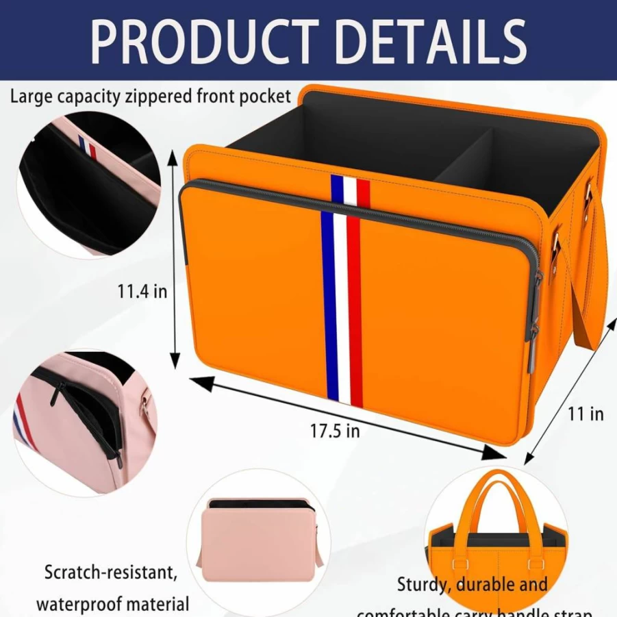 Homeve Waterproof Collapsible Car Trunk Organizer - 3-Compartment Foldable Storage Tote Bag for Auto Accessories, Tools & Sundries (Black, Standard Size)