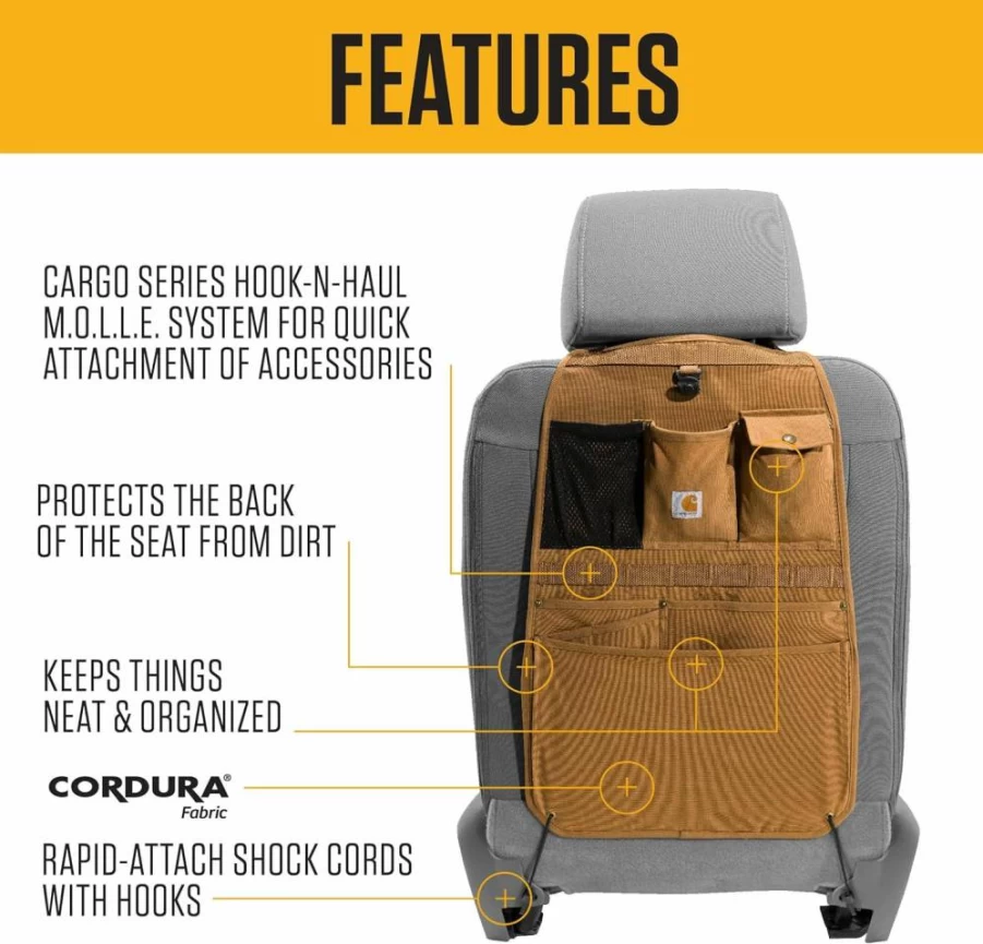 Carhartt Universal Seat Back Organizer - Brown One Size Vehicle Storage for Cars & Trucks