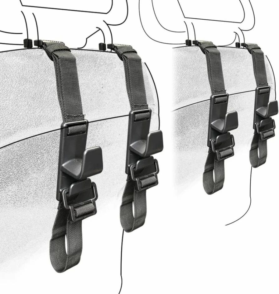 Teocenka 4-Pack Universal Car Headrest Hooks - Heavy Duty Seat Hanger Organizer for Purses, Grocery Bags & Coats