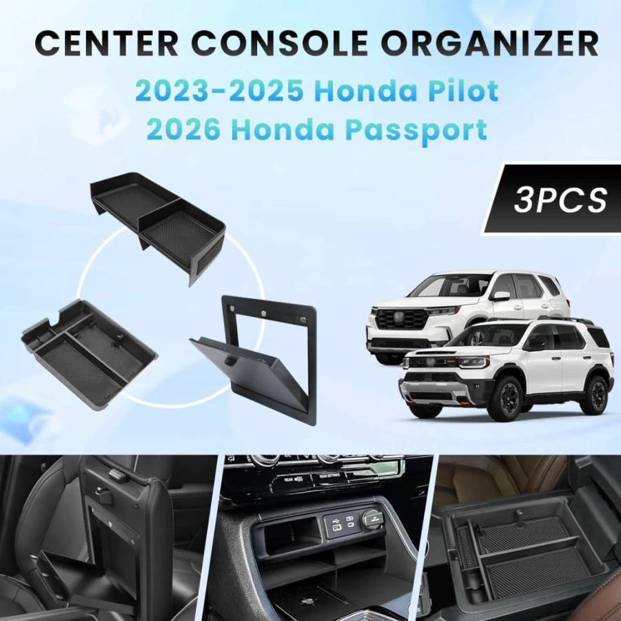 Neepiar Center Console Organizer Tray for 2023-2025 Honda Pilot, 2024-2025 Ridgeline, 2024-2026 Passport - Armrest Storage Divider Insert Interior Accessories