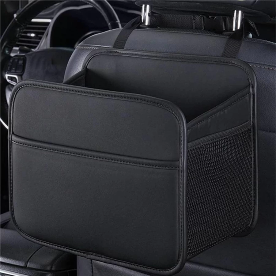 ZIBREJEJ Car Seat Organizer - Back Seat Storage with Trash Bag, Drink Holders & Tablet Pocket for Travel Accessories (Black)