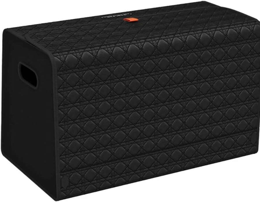 GMQ Collapsible Car Trunk Organizer for SUV, Truck & MPV - Large Capacity 15.8x13x12.5 Inch Weave Black Storage Box for Vehicle Organization