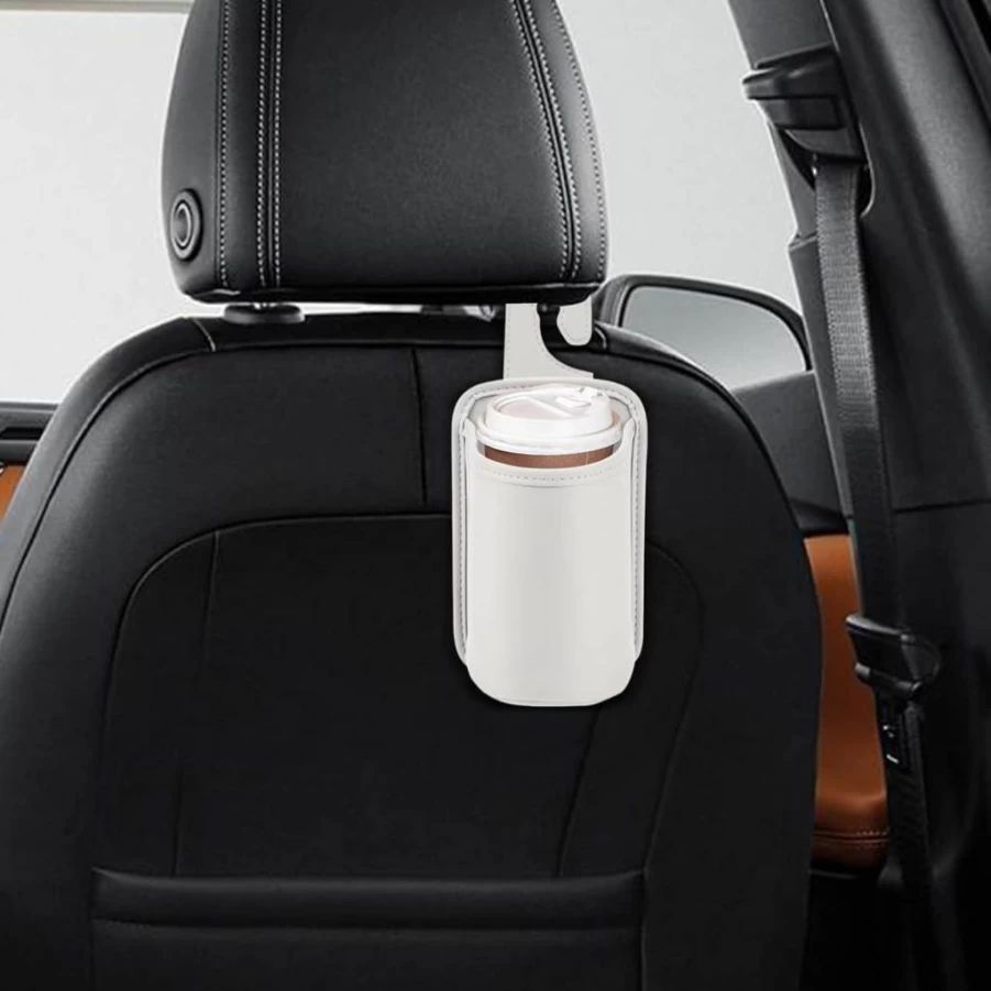 Universal Car Backseat Organizer - PU Leather Cup Holder, Storage Tray & Travel Accessory for Vehicles, Trucks & Vans