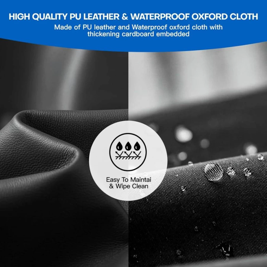 WHHMK Premium PU Leather Car Seat Organizer with 11 Pockets & 2 Cup Holders, Back Seat Storage for Kids & Travel Accessories, Car Organizer for Tidiness