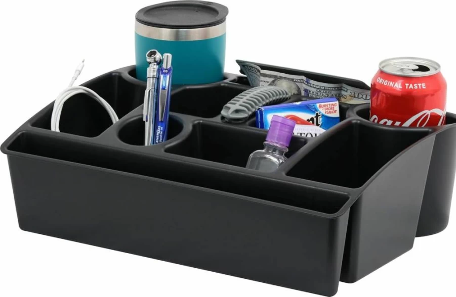 Moblorg Car Seat Organizer with 10 Compartments, 2 Cup Holders & Hidden Storage | Recycled Plastic Vehicle Storage Caddy | Fits Most Cars | USA Made