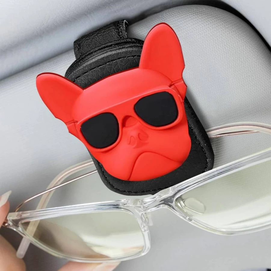 DREAM 18 Car Sunglass Holder - Universal Eyeglass Hanger for Car Sun Visor, Black Interior Accessories for Organizing Glasses