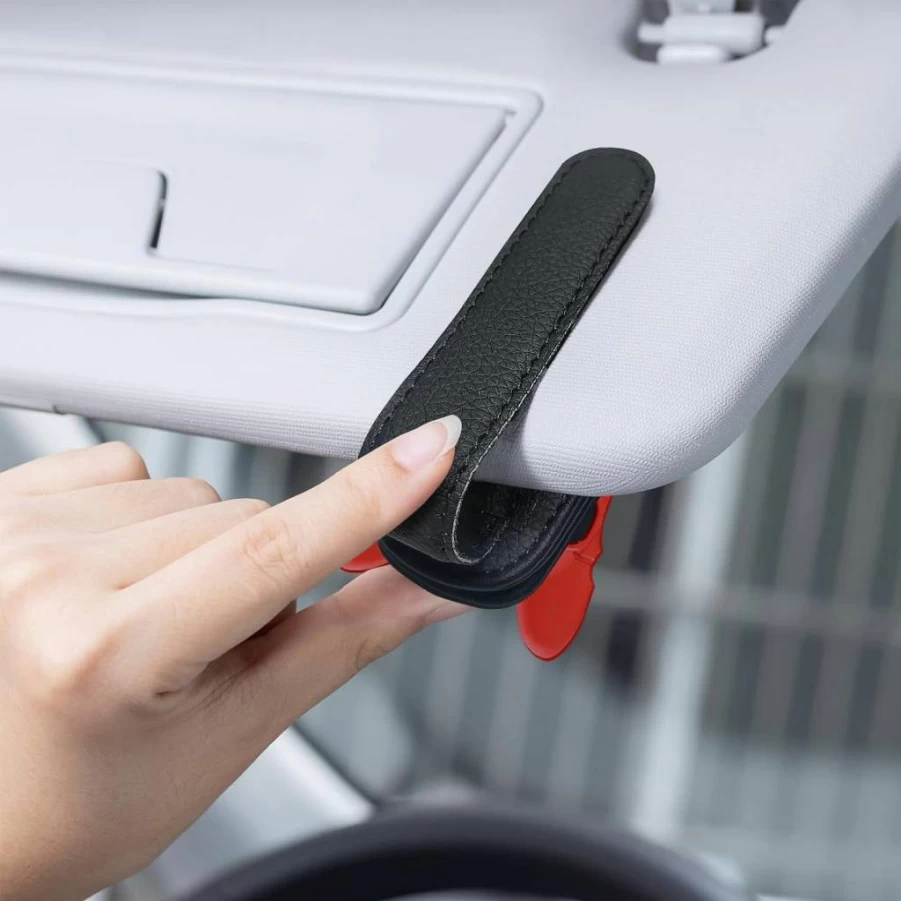 DREAM 18 Car Sunglass Holder - Universal Eyeglass Hanger for Car Sun Visor, Black Interior Accessories for Organizing Glasses
