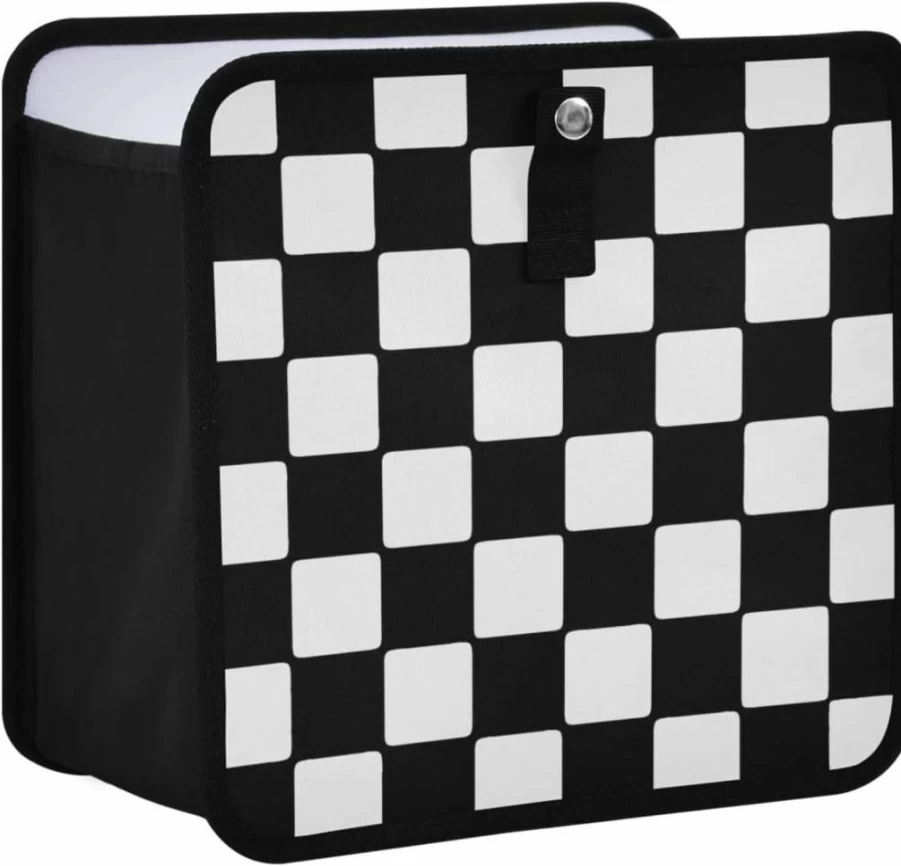Eyanle Car Trash Can - Waterproof Leakproof Collapsible Car Garbage Bin with Adjustable Strap for Front & Back Seat, Portable 8.66 Inch Checkerboard Auto Organizer