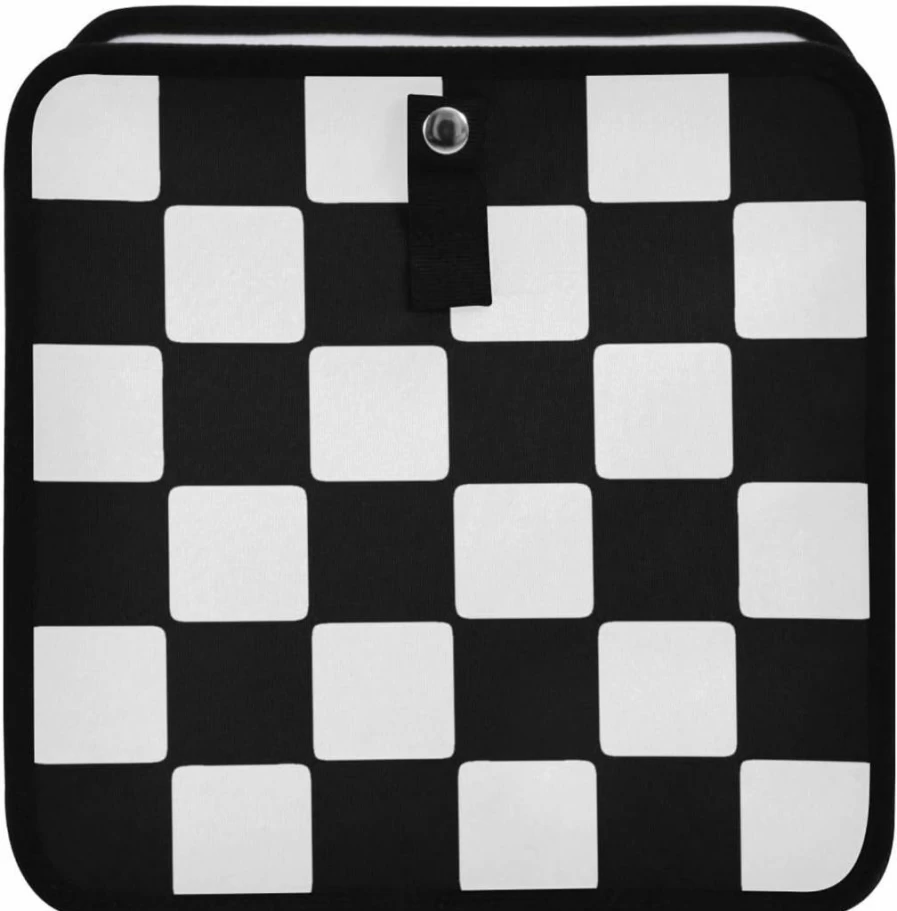 Eyanle Car Trash Can - Waterproof Leakproof Collapsible Car Garbage Bin with Adjustable Strap for Front & Back Seat, Portable 8.66 Inch Checkerboard Auto Organizer