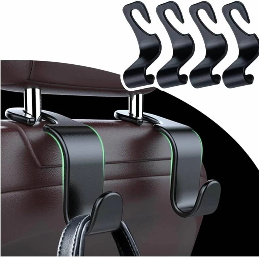 NHHC Universal Car Headrest Hook - 33Lb Heavy Duty Hanger for Purses, Bags, Coats & Groceries | Truck & SUV Seat Organizer for Hard Hats, Umbrellas & Accessories