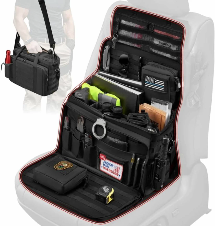 Tidify Tactical Patrol Bag - Military & Police Duty Gear, Water Resistant Heavy Duty Seat Organizer with Multiple Storage Pockets for Law Enforcement