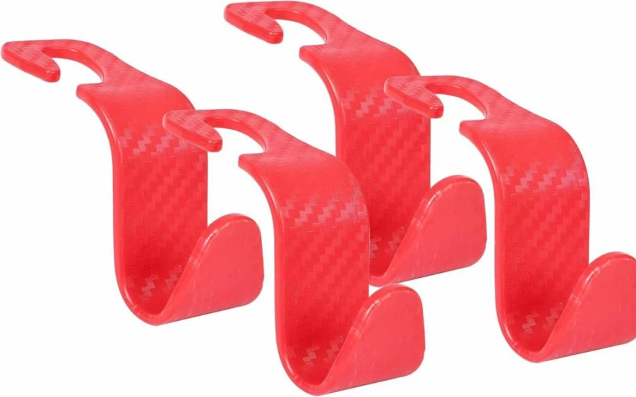 Toiyason Universal Car Seat Headrest Hook - 4 Pack Pink Hanger for Purse, Handbag, Coat, Umbrella & Grocery Storage