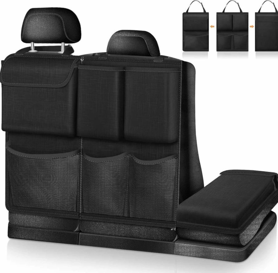 FINPAC Car Trunk Organizer with Detachable Hanging Storage, Large Capacity Vehicle Organizer for SUVs, Jeeps, Vans - Black