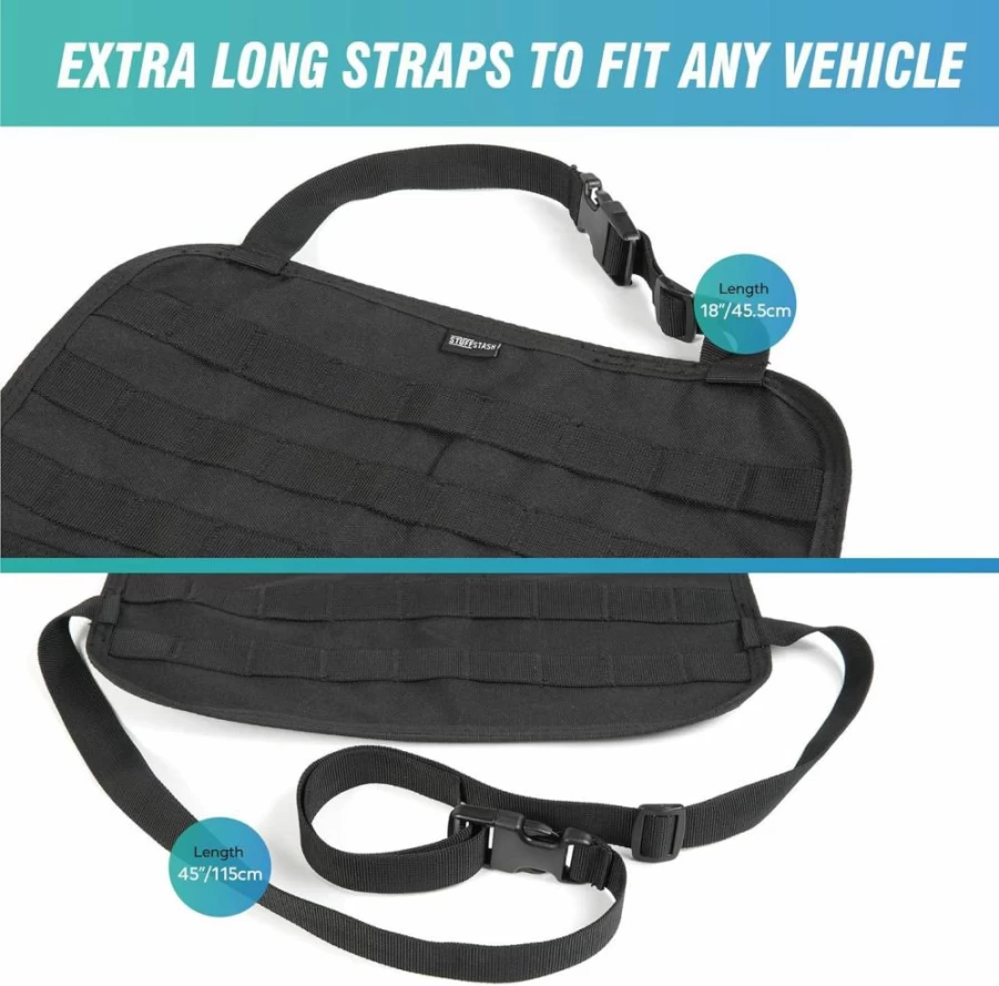 STUFFSTASH Universal Car Seat Organizer - Tactical MOLLE Panel Storage Bag with 5 Detachable Pouches, Extra Long Straps for All Vehicles