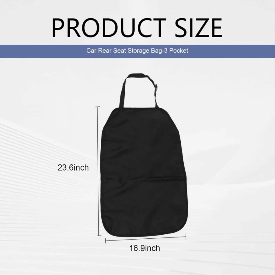 Merdege Back Seat Car Organizer with Kick Mats - 2-Pocket Universal Storage Bag for SUVs, Minivans & Trucks - Durable Black Seat Protector & Travel Accessories