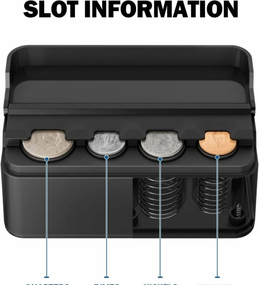 JOYTUTUS Universal Car Coin Holder - Black Money Organizer & Change Dispenser for Most Vehicles (1-Pack)