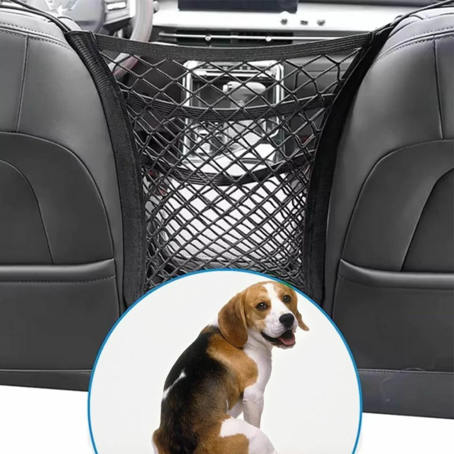 LNtech 3-Layer Car Seat Organizer - Mesh Storage Net for Backseat, Pet Barrier, Kids Toy Holder & Multi-Purpose Vehicle Organizer Pouch