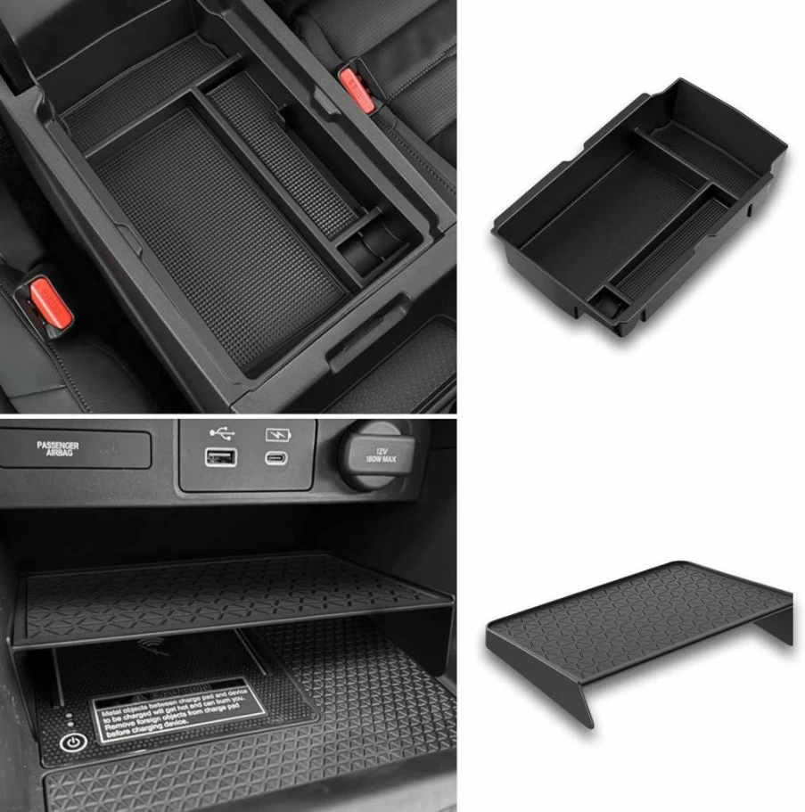 YPHUIKI 3Pcs ABS Center Console Organizer Tray for Honda CR-V 2023-2025 & Hybrid Models - Hidden Storage Box Armrest Accessories