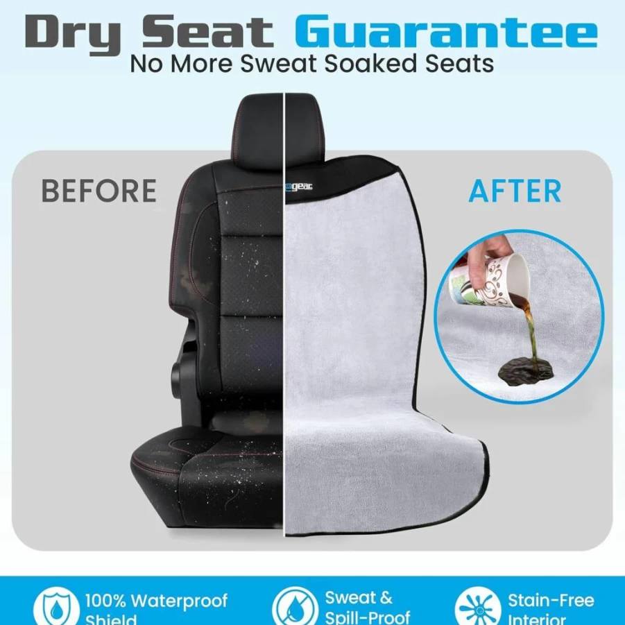 HAPPEGEAR Universal Waterproof Car Seat Cover - Non-Slip Silver Protector for Front & Back Seats, Machine Washable, Easy Installation & Storage