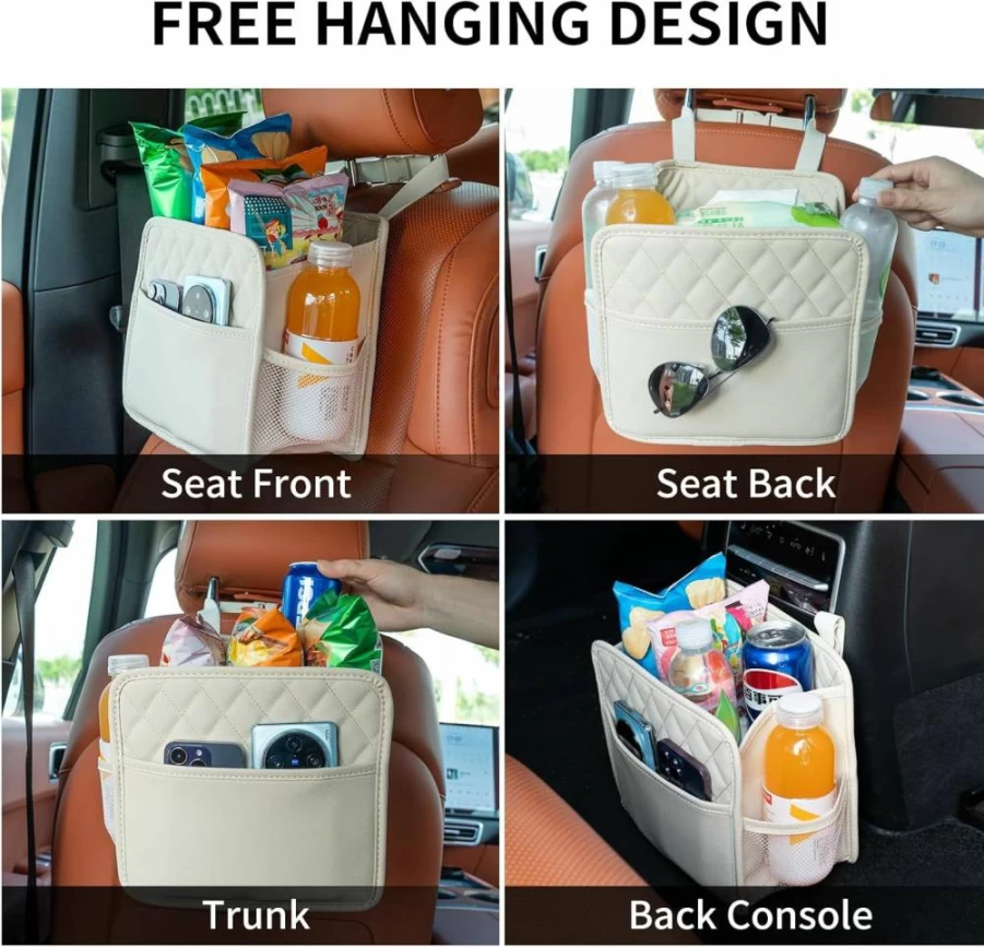 FrgKbTm Car Seat Organizer - Multi-Pocket Hanging Storage Bag for Travel, Documents, Bottles & Kids Accessories