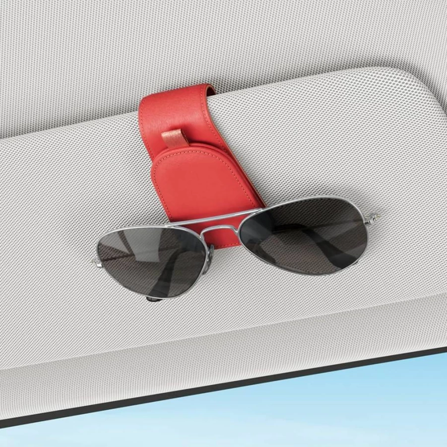 Sotfamily Magnetic Car Visor Sunglass Holder – 2 Pack Black Suede Organizer for Car Accessories
