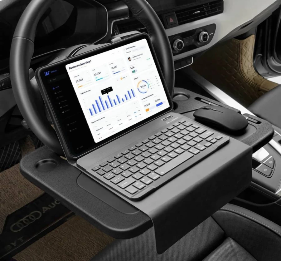 XXINDELL Steering Wheel Tray - Adjustable Car Desk for Eating, Working & Laptop Use, Universal Vehicle Organizer Fits Honda, Jeep, Nissan, Ford, Trucks & Vans