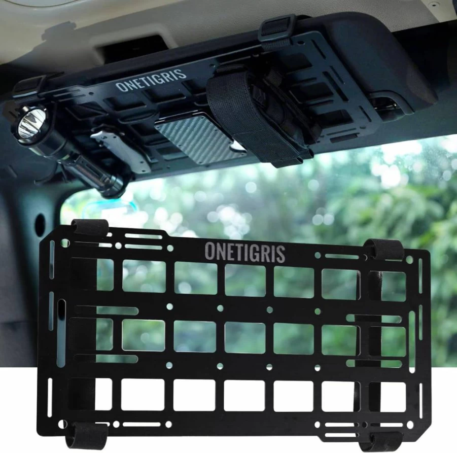 ONETIGRIS MOLLE Visor Organizer - Tactical Car Sun Visor Storage Panel for SUV, Truck & Vehicle Interior Accessories | Durable Fiberglass Rigid MOLLE Panel